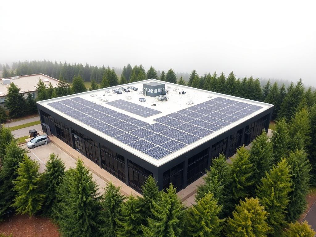 Commercial building with a rooftop solar array