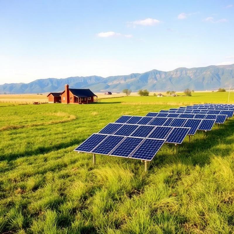 Ground-mounted solar array in a rural field